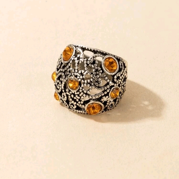 ๐5 for $25* Orange Rhinestone Ring - Picture 2 of 5